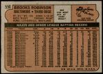 1972 Topps #550  Brooks Robinson  Back Thumbnail