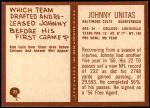 1967 Philadelphia #23  Johnny Unitas  Back Thumbnail