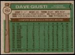 1976 Topps #352  Dave Giusti  Back Thumbnail