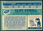 1976 O-Pee-Chee NHL #242  Cliff Koroll  Back Thumbnail