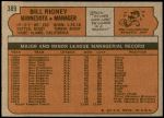 1972 Topps #389  Bill Rigney  Back Thumbnail