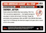 2006 Topps Update #219   -  Derek Jeter All-Star Back Thumbnail