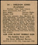 1948 Bowman #34  Sheldon Jones  Back Thumbnail