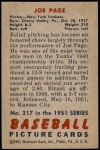 1951 Bowman #217  Joe Page  Back Thumbnail