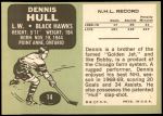 1970 Topps #14  Dennis Hull  Back Thumbnail