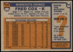 1976 Topps #479  Fred Cox  Back Thumbnail