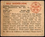 1950 Bowman #228  Bill Nicholson  Back Thumbnail