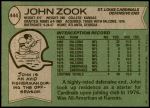 1978 Topps #444  John Zook  Back Thumbnail