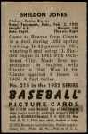 1952 Bowman #215  Sheldon Jones  Back Thumbnail