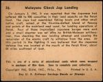 1941 War Gum #26   Malayans Check Japanese Landing Back Thumbnail