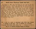 1941 War Gum #57   Dutch Hero Destroys Tanks And Self Back Thumbnail
