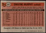 1981 Topps #341  Dwayne Murphy  Back Thumbnail