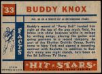 1957 Topps Hit Stars #33  Buddy Knox   Back Thumbnail