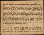 1938 Horrors of War #20   Spanish Insurgents Bomb Government Territory Back Thumbnail
