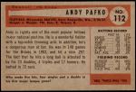 1954 Bowman #112  Andy Pafko  Back Thumbnail
