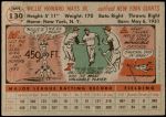 1956 Topps #130 GRY Willie Mays Back Thumbnail