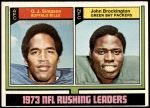 1974 Topps #328   -  O.J. Simpson / John Brockington  Rushing Leaders Front Thumbnail
