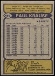 1979 Topps #489  Paul Krause  Back Thumbnail