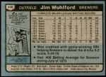 1980 Topps #448  Jim Wohlford  Back Thumbnail