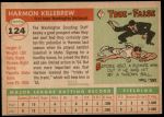1955 Topps #124  Harmon Killebrew  Back Thumbnail