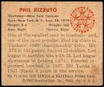 1950 Bowman #11  Phil Rizzuto  Back Thumbnail