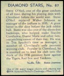 1935 Diamond Stars #87  Steve O'Neill    Back Thumbnail