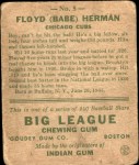 1933 Goudey #5  Babe Herman  Back Thumbnail