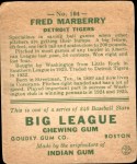 1933 Goudey #104  Fred Marberry  Back Thumbnail
