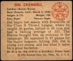 1950 Bowman #56  Del Crandall  Back Thumbnail