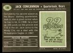 1969 Topps #186  Jack Concannon  Back Thumbnail