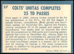 1961 Topps #57   -  Johnny Unitas 1960 Football Highlights Back Thumbnail