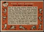 1958 Topps #436   -  Willie Mays / Duke Snider Rival Fence Busters Back Thumbnail