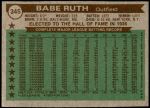 1976 Topps #345   -  Babe Ruth All-Time All-Stars Back Thumbnail