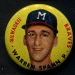 1956 Topps Pins  Warren Spahn  Front Thumbnail