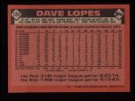 1986 Topps #125  Dave Lopes  Back Thumbnail