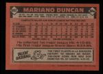 1986 Topps #602  Mariano Duncan  Back Thumbnail