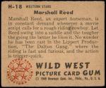 1949 Bowman Wild West #18 H Marshall Reed  Back Thumbnail