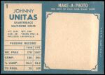 1961 Topps #1  Johnny Unitas  Back Thumbnail