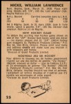 1963 Parkhurst #25  Bill Hicke  Back Thumbnail