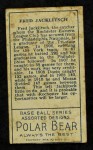 1911 T205  Fred Jacklitsch  Back Thumbnail