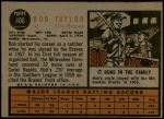 1962 Topps #406  Bob Taylor  Back Thumbnail