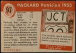 1954 Topps World on Wheels #97   Packard Patrician 1953 Back Thumbnail