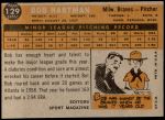 1960 Topps #129   -  Bob Hartman Rookie Star Back Thumbnail