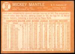 1964 Topps #50 Mickey Mantle Back Thumbnail