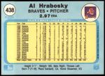 1982 Fleer #438 ERR Al Hrabosky  Back Thumbnail