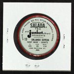 1963 Salada Metal Coins #13  Orlando Cepeda  Back Thumbnail