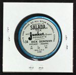 1963 Salada Metal Coins #34  Dick Donovan  Back Thumbnail
