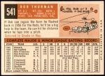 1959 Topps #541  Bob Thurman  Back Thumbnail