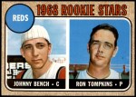 1968 Topps #247 - Johnny Bench / Ron Tompkins Reds Rookies Front Thumbnail