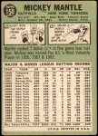 1967 Topps #150  Mickey Mantle  Back Thumbnail